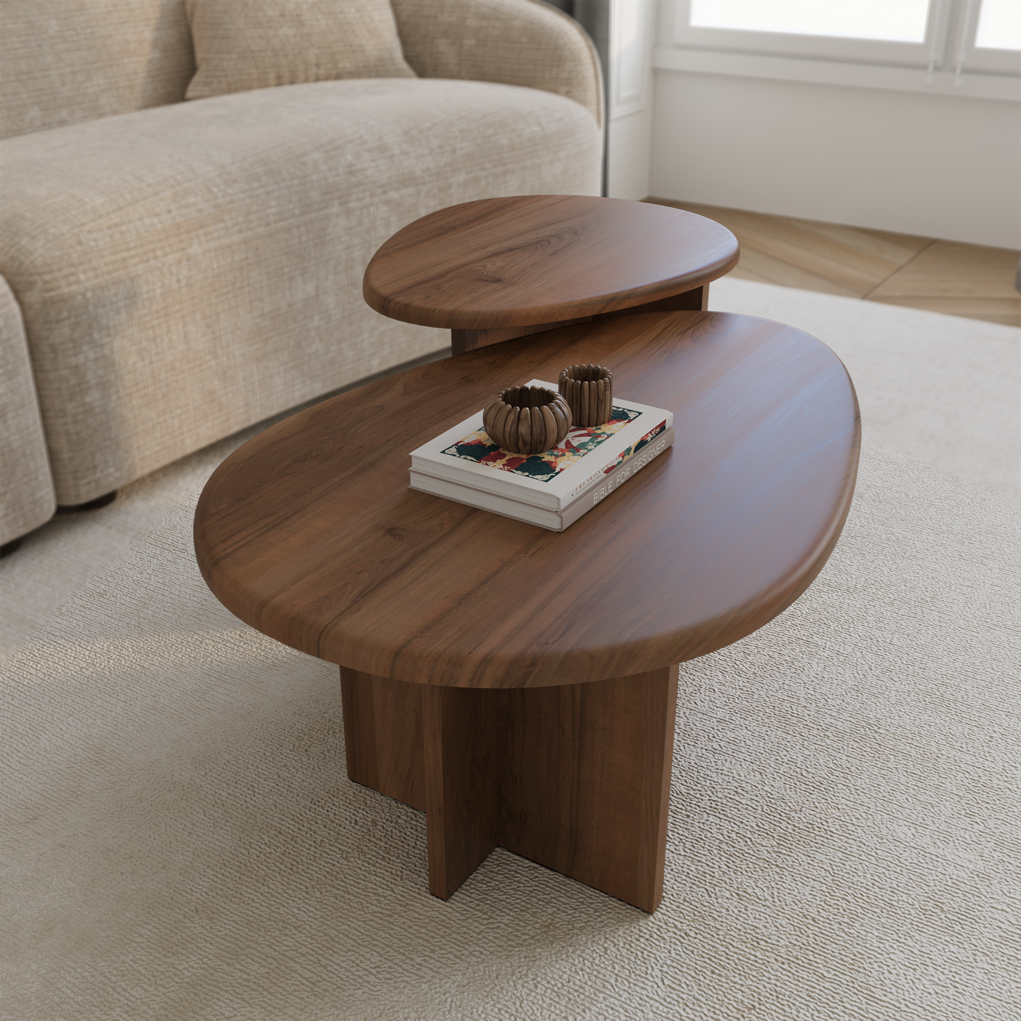Set Di 3 Archi Decorativi In Legno Per Tavolo E Libreria, Accenti Naturali Moderni Per La Casa, Varie Dimensioni