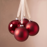 Coffret de 4 boules de Noël Rouge