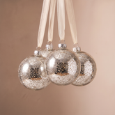 Coffret de 4 boules de Noël mercurisées Argenté