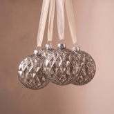 Coffret de 4 boules de Noël pailletées Champagne