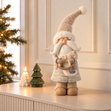 Figurine Père Noël Play 33 cm gris, décoration de Noël à poser, photo d'ambiance, Sia Deco