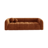 Canapé 3 places Haussmann en velours texturé, coloris terracotta, hauteur 68 cm, packshot fond blanc, Sia Deco