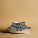 Bols design en verre argenté effet perlé