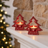 Porte-Bougie de Noël Holly rouge en céramique, photo d'ambiance