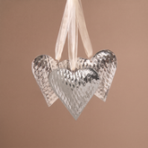 Suspension de Noël Coeur en Métal 15 cm Argenté