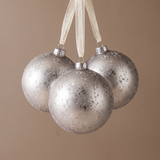 Boule de Noël Pailletée et Mat Grand Format Gris