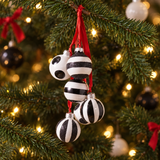 Boules de Noël Graphiques 4 Cm noir et blanc en verre, photo d'ambiance