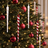 Suspensions de Noël Lappi Glaçons Set de 4 rouge en verre soufflé, photo d'ambiance