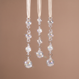 Suspension de Noël Perles irisées transparent en verre soufflé, packshot fond beige