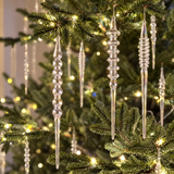Suspensions de Noël Glaçons Irisés transparent en verre soufflé, photo d'ambiance