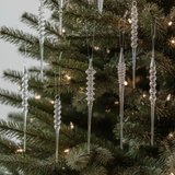 Suspensions de Noël Glaçons Irisés transparent en verre soufflé
