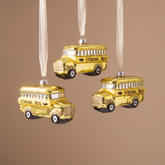 Suspension de Noël Pop School Bus jaune en verre soufflé, packshot fond beige