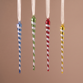 Suspensions de Noël Pop Glaçons Set de 4 jaune en verre soufflé, packshot fond beige