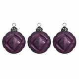 Boules de Noël violettes verre effet matelassé Set de 3 packshot