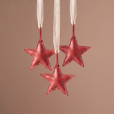 Suspension de Noël en Cuir Étoile 10 cm rouge