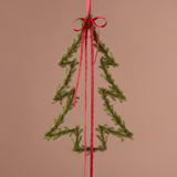 Suspension de Noël Sapin vert en fer, packshot fond beige