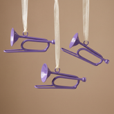 Suspension de Noël Pop Trompette violet en fer, packshot fond beige