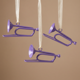 Suspension de Noël Pop Trompette violet en fer, packshot fond beige