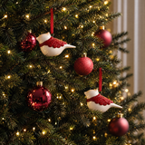 Suspension de Noël Lappi Oiseau rouge en grès, photo d'ambiance