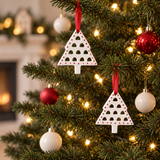 Suspension de Noël Lappi Sapin Points Rouges, blanc, 8 cm, photo d'ambiance, Sia Deco