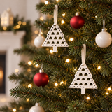 Suspension de Noël Lappi Sapin Points Noirs, blanc, 8 cm, photo d'ambiance, Sia Deco