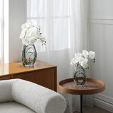 Artificial Orchid Arrangement with vase and bear grass 29cm