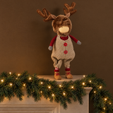 Figurine de Noël Garçon Rudy, rouge et gris, 34 cm, photo d'ambiance, Sia Deco