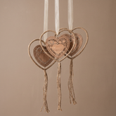 Suspension de Noël Coeur en Rotin Natura 11 cm Beige