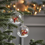 Boules de Noël Biche et Renard Rudy rouge et gris en verre