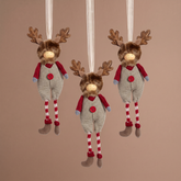 Suspension Figurine de Noël Garçon Rudy rouge et beige