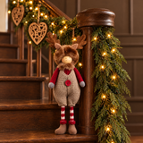 Suspension Figurine de Noël Garçon Rudy, rouge et beige, 33 cm, photo d'ambiance, Sia Deco
