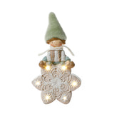 Christmas Figurine Boy with Green Hat on LED Snowflake