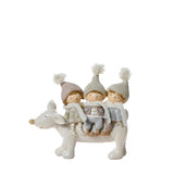 Christmas Figurine 3 Children on Reindeer Pastel