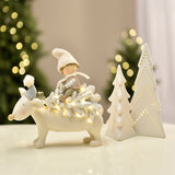 Christmas Figurine Child on Reindeer Pastel LED