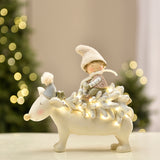 Christmas Figurine Child on Reindeer Pastel LED