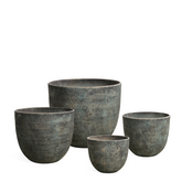4 Cache-Pots Terra arrondis gris-vert