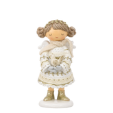Figurine de Noël Ange avec oiseau Elfie 19 cm crème en polyrésine, décoration de Noël à poser, packshot fond blanc, Sia Deco