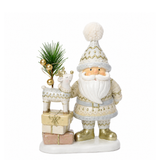 Figurine Père Noël Elfie LED 23 cm crème en polyrésine, décoration de Noël à poser, packshot fond blanc, Sia Deco