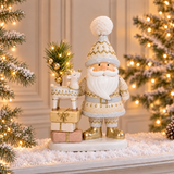 Figurine Père Noël Elfie LED 23 cm crème en polyrésine, décoration de Noël à poser, photo d'ambiance, Sia Deco