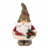 Figurine Père Noël Pin Enchanté 28 cm rouge en polyrésine, décoration de Noël à poser, packshot fond blanc, Sia Deco