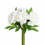 Bouquet de Pivoines 35 cm blanc, bouquet de fleurs artificielles, packshot fond blanc, Sia Deco