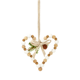 Cuore di natale in legno appeso h14