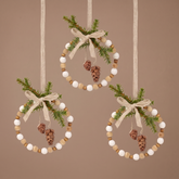 Suspension de Noël Natura Cercle en Bois 10 cm beige en bois, packshot fond beige