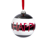 Boule de Noël Graphique Happy rouge en verre