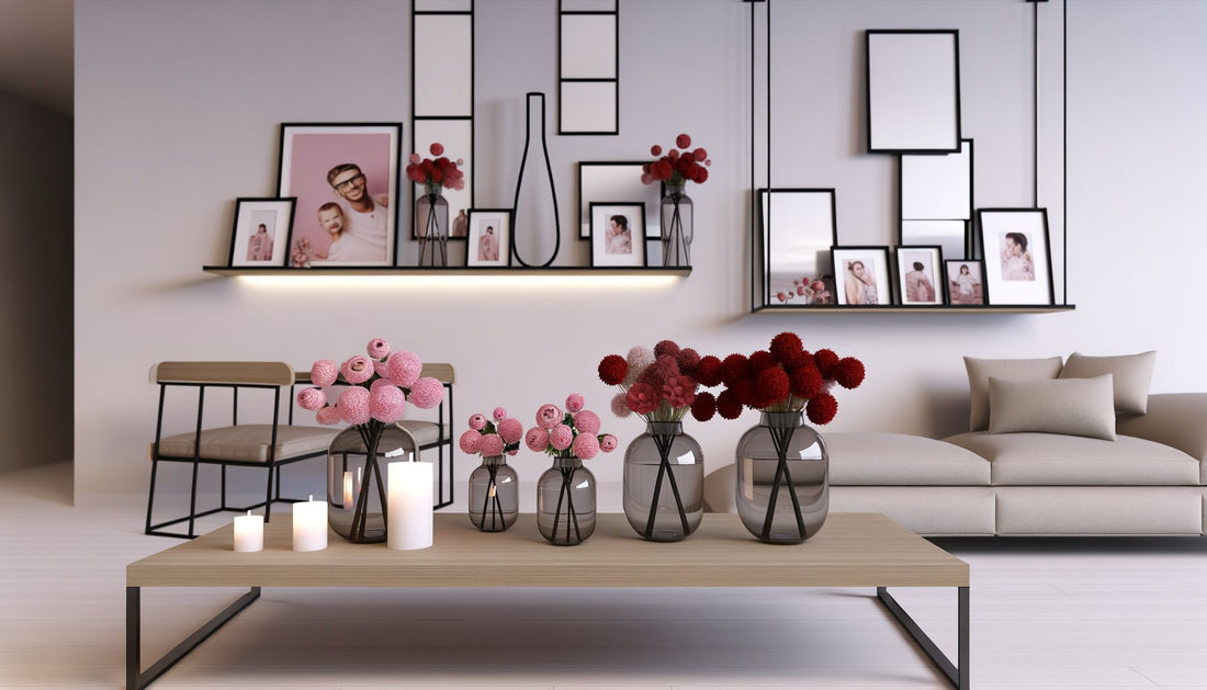 Comment créer un style romantique pour la Saint-Valentin avec des fleurs artificielles et des cadres-photos ?