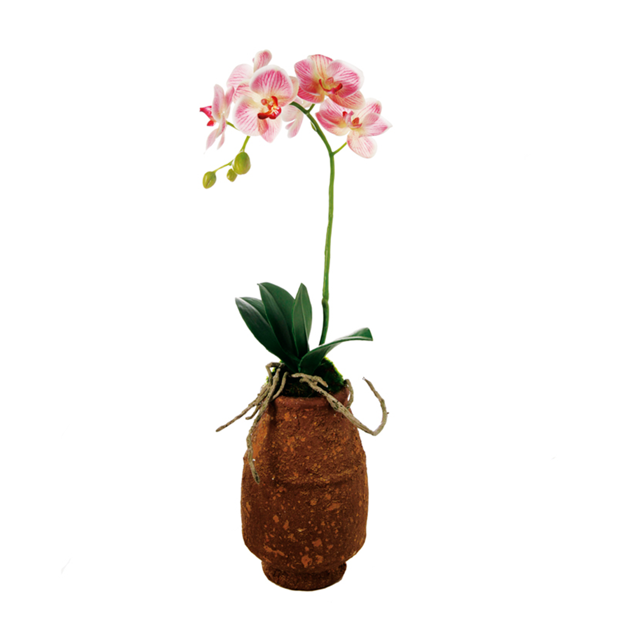 Orquídea artificial en maceta de barro H48