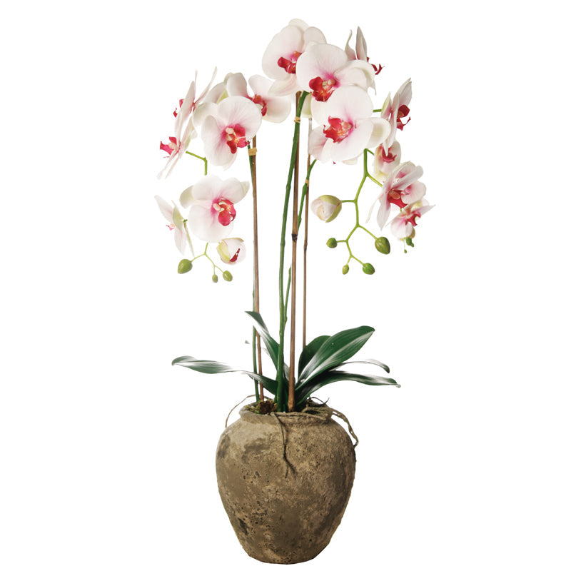Orquídea artificial en maceta de barro H81