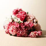 Vase SIA Avec Composition Fleurs Artificielles Pivoine Et Rose - Bouquet Rose 22 Cm