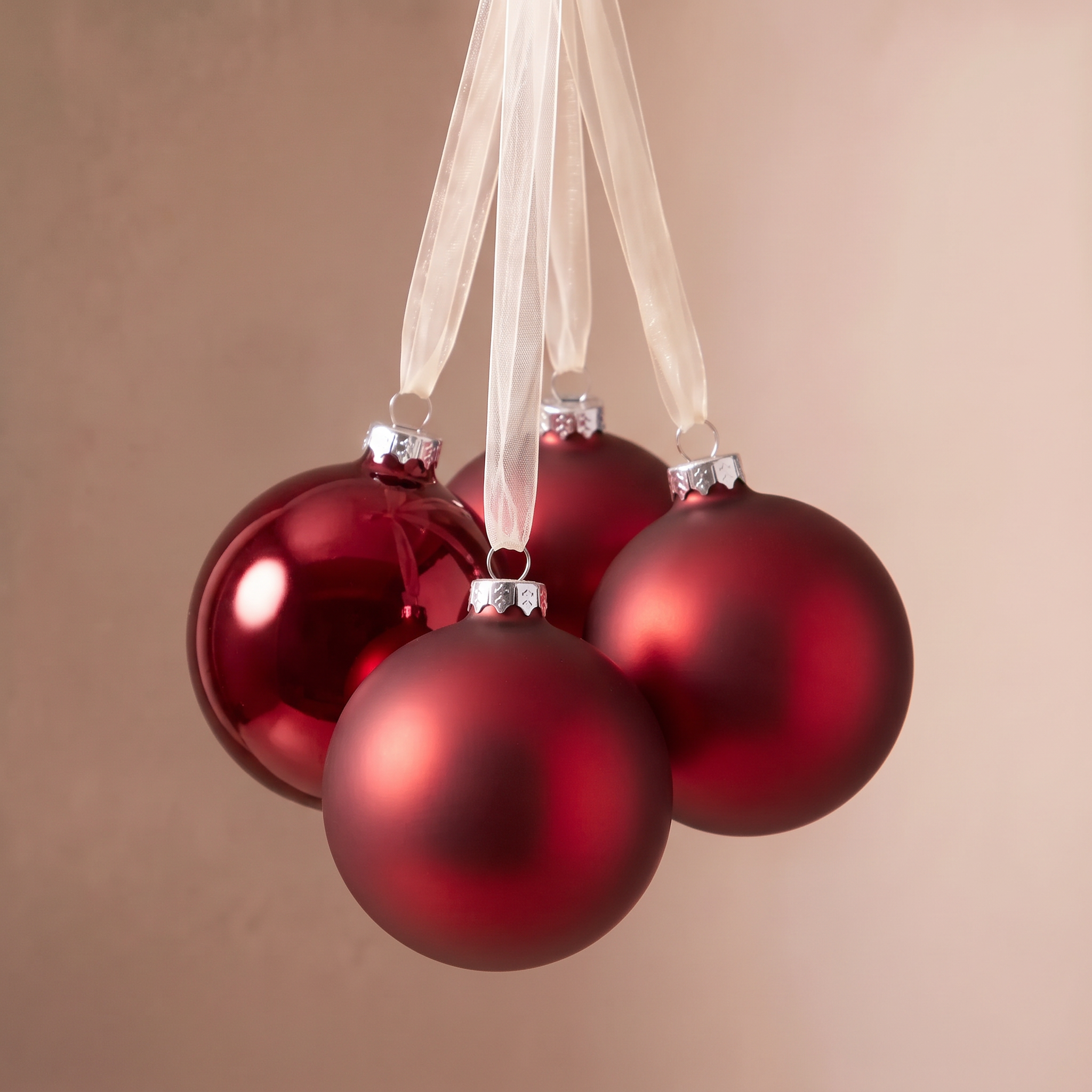 Coffret de 4 boules de Noël Rouge
