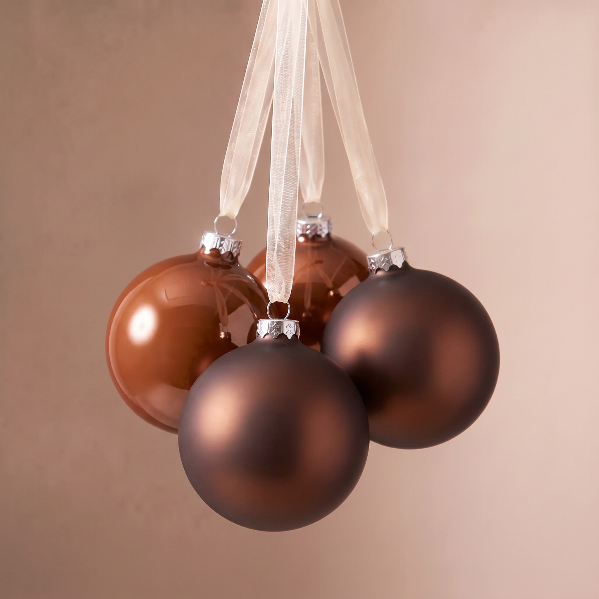 Coffret de 4 boules de Noël Marron